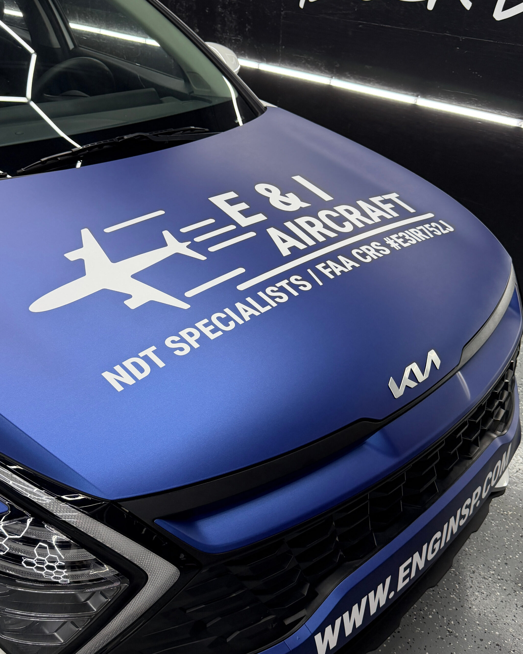 KIA wrapped in Blue Metallic commercial design✈️