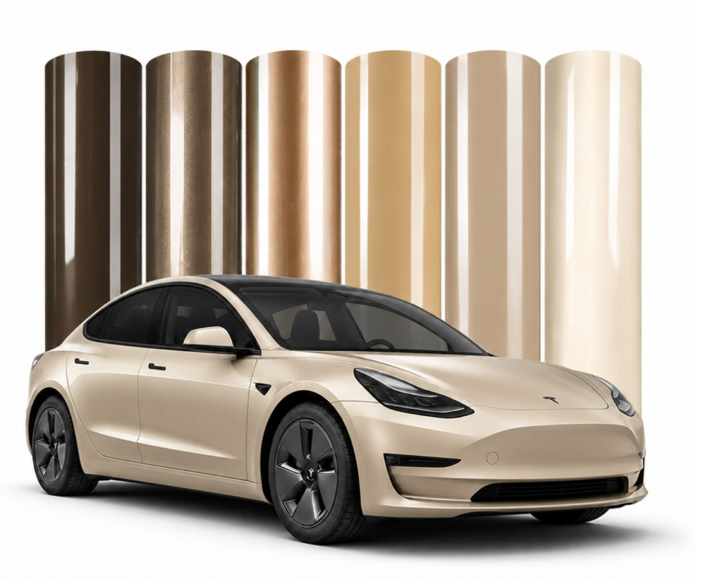 Beige vehicle wrap and Color PPF shades _ Boca Boys