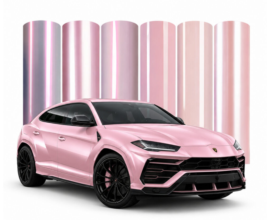 Pink vehicle wrap and Color PPF shades _ Boca Boys